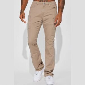 Smash The Record Stacked Skinny Flare Pants - Taupe